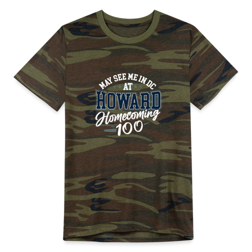 May See Me in DC at HU Homecoming Eco Camo T-Shirt (Blue) - green camo