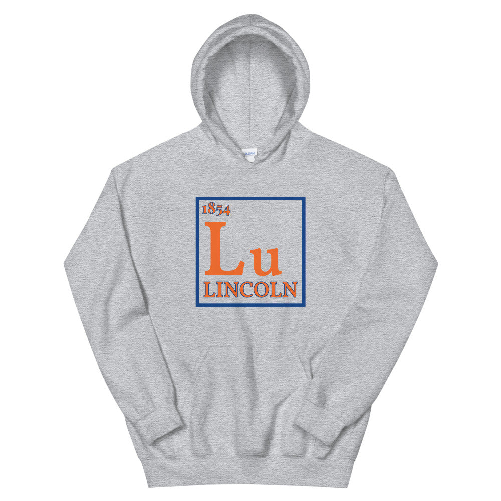 1854 Lu Periodic Table Unisex Hoodie (Grey w/ Orange Letters)