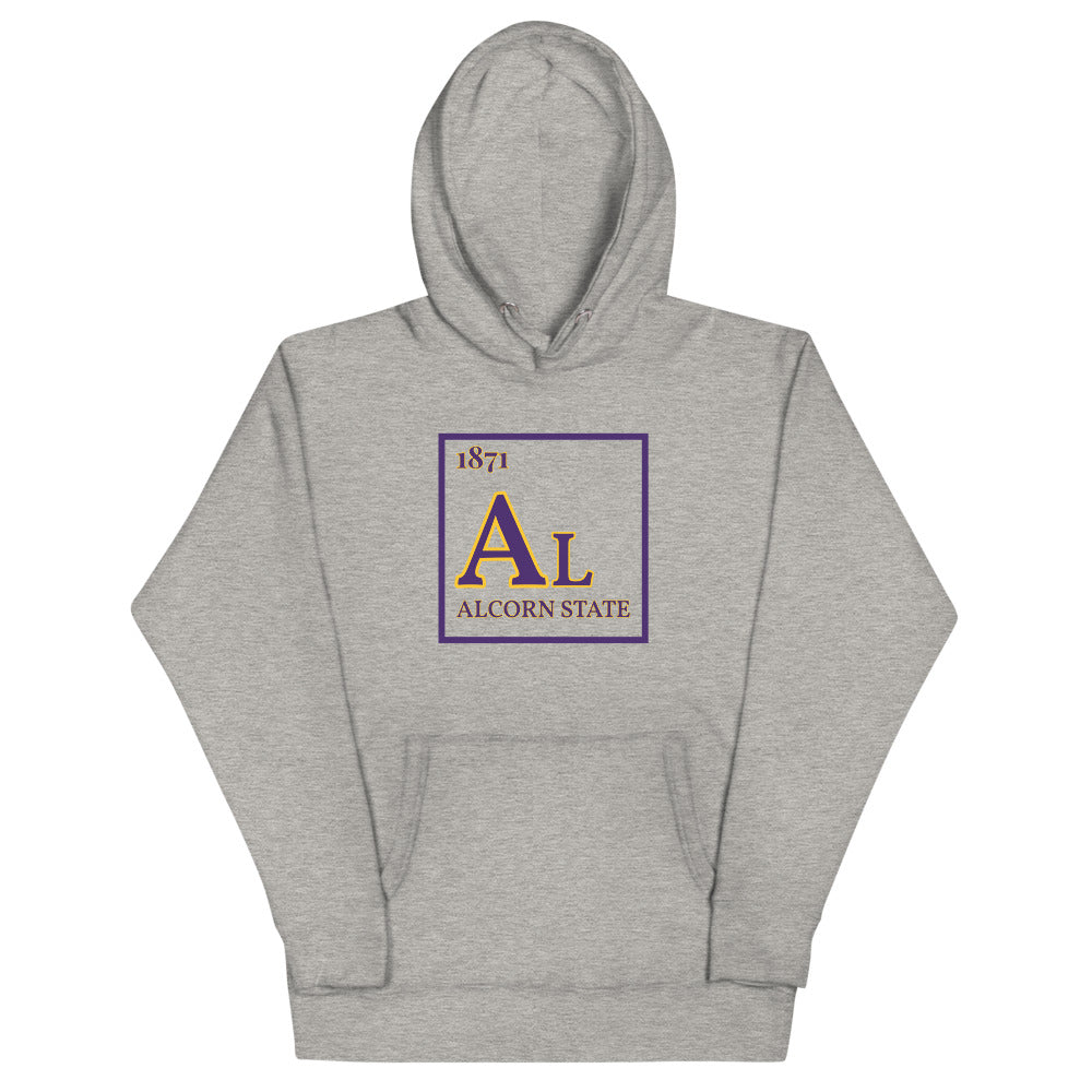 1871 Al Periodic Table Unisex Hoodie (Grey w/ Purple Letters)